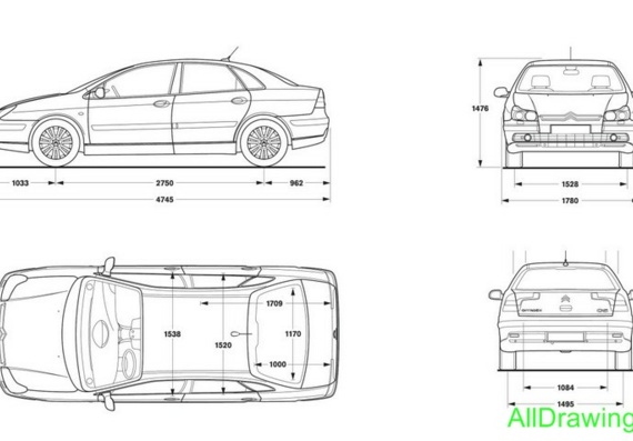 Citroen C5 (Cитроен C5) - чертежи (рисунки) автомобиля